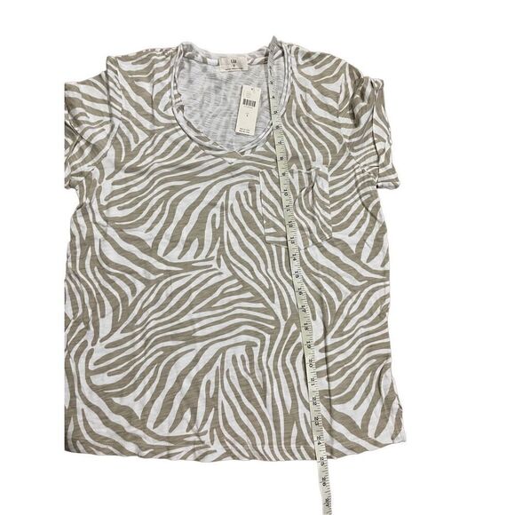 Anthropologie T.La Zebra Print Pocket V-Neck Short Sleeve Tee Shirt NWT small - Picture 5 of 6